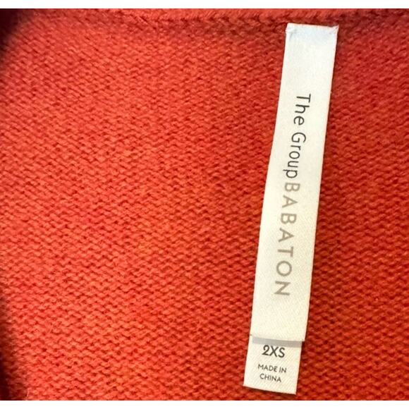 The Group by Babaton 100% Cashmere V Neck Crop Long Sleeve Sweater Orange S 2XS - Picture 3 of 4